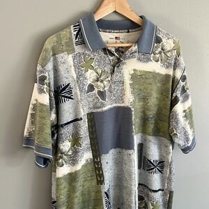 Vintage The Skins Game Tropical Patterned Golf Polo Shirt Size Medium